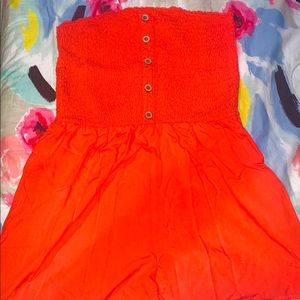 Orange strapless romper